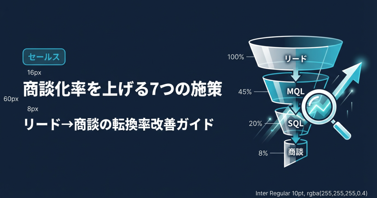 BtoB商談化率を上げる7つの施策｜リードから商談への転換率改善ガイドのアイキャッチ画像