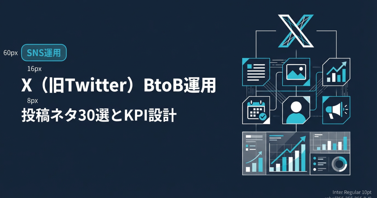 X（旧Twitter）BtoB企業の運用ガイド｜投稿ネタ30選とKPI設計のアイキャッチ画像