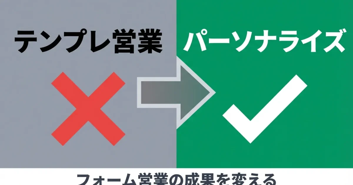 フォーム営業でパーソナライズを実践する方法｜大量作成と成果を両立する手順のアイキャッチ画像